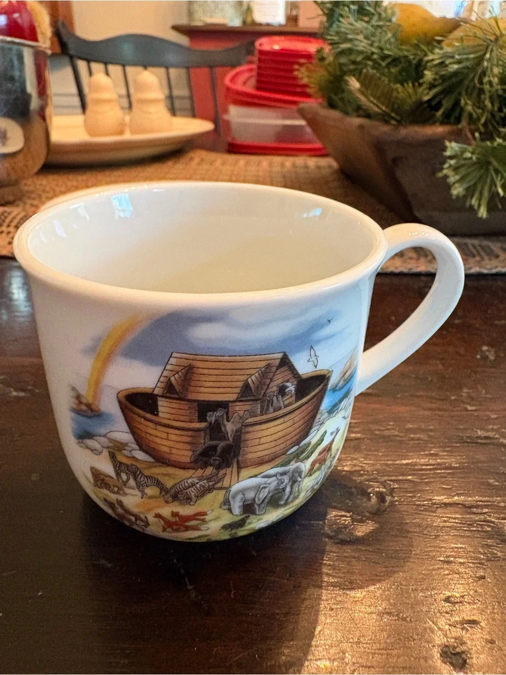 Noah's Ark Ceramic Dinnerware Set - White with Multicolor Ark Illustration